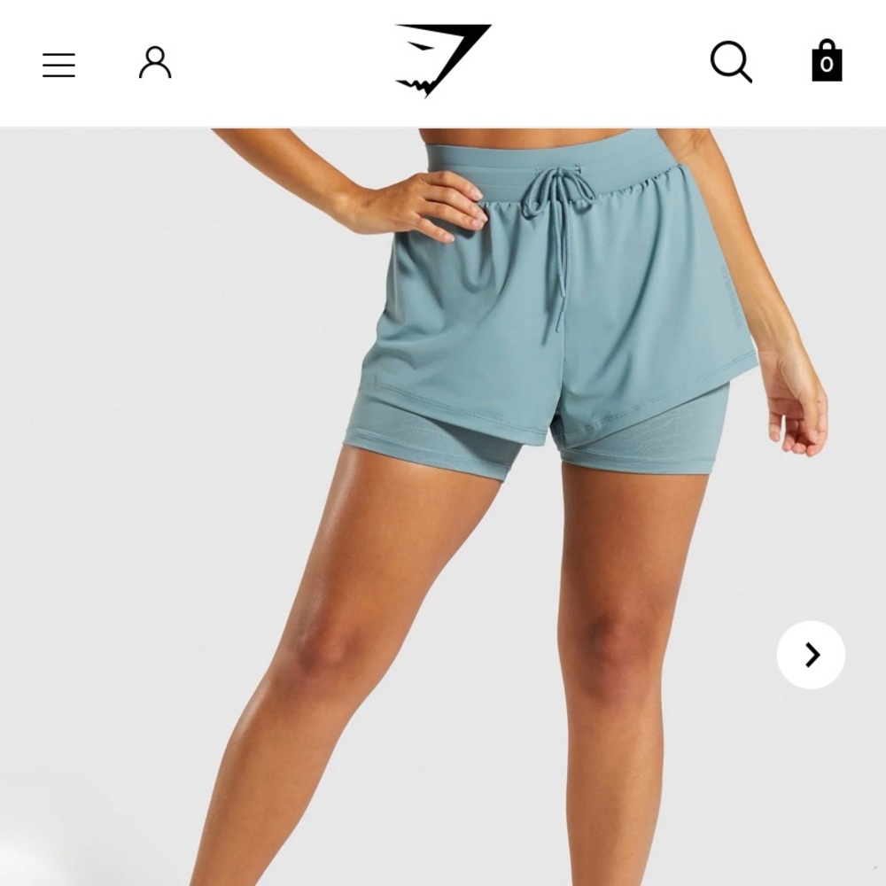 NWT Gymshark Lustre 2 in 1 Shorts - Turquoise M